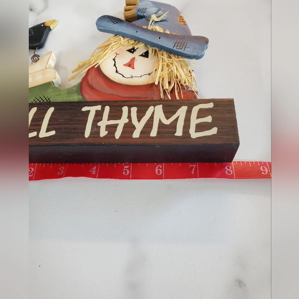 Fall THYME Scarecrow Wood Sign